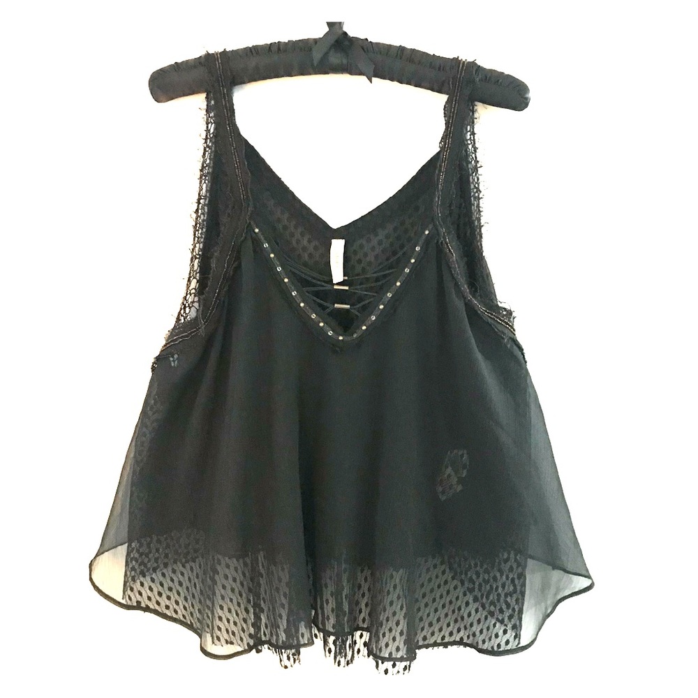 SOLD! Free People Lace Up Beaded Swing Tank